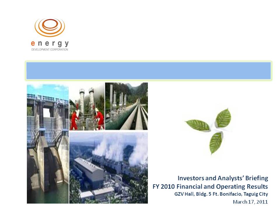 March 17, 2011 Investors’/Analysts’ Briefing on FY 2010 Financial and Operating Results